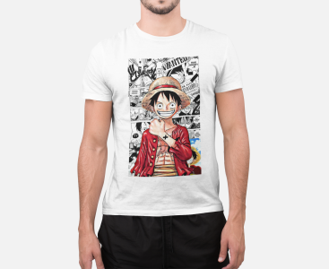 T-shirt blanc ONE PIECE DESSIN