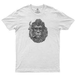 T-Shirt Lion Cigare Blanc