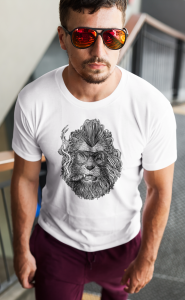 T-Shirt Lion Cigare Blanc