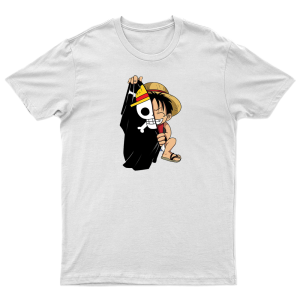 T-Shirt Hommes one piece luffy drapeau