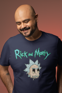 T-shirt unisex bleu nuit Rick and Morty