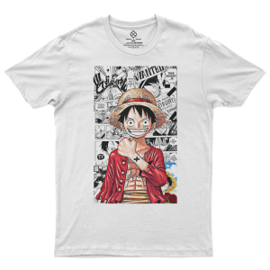 T-shirt blanc ONE PIECE DESSIN
